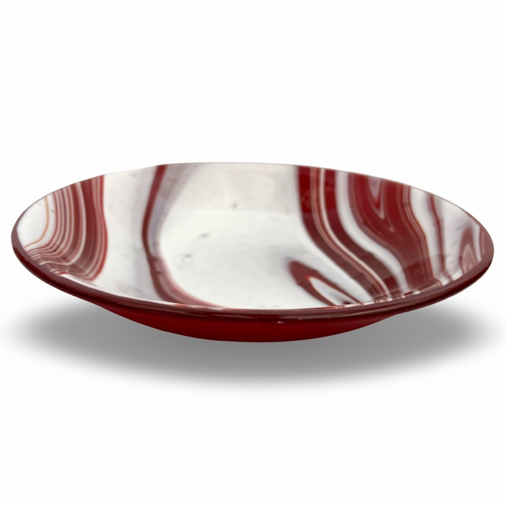 Peppermint Candy Cane Art Glass Bowl Fused Glass Bowl